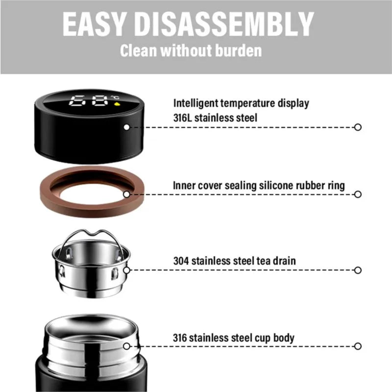 Smart Thermos Bottle 500ml with LCD Temperature Display Stainless Steel-2