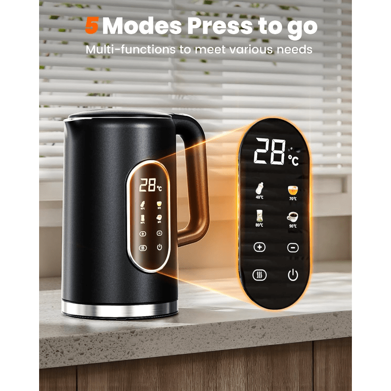 1.7L Smart Electric Kettle – 2200W Stainless Steel with Temp Control & Display-1