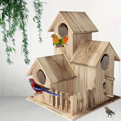 Lovely Villa Style Wooden Birdhouse Rustic Crude Wood Bird Nest