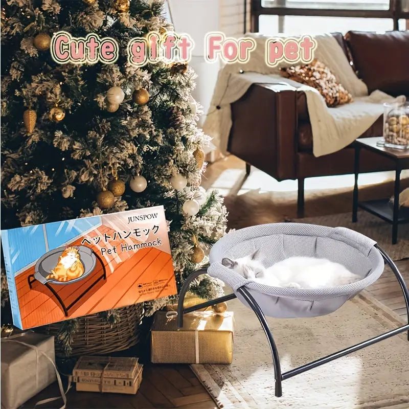 Cozy Cat Hammock Bed Elevated Breathable Mesh Supports 15lbs Easy-Clean