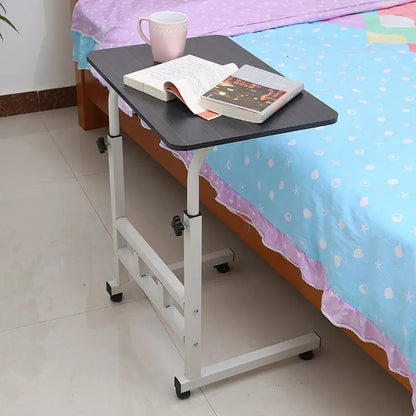 Adjustable Black Wood Computer Desk with Casters Movable Workstation