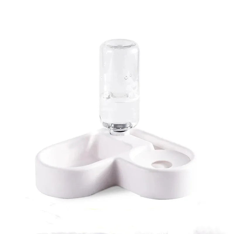 Heart-Shaped Automatic Double Pet Bowl Set for Small Dogs and Cats