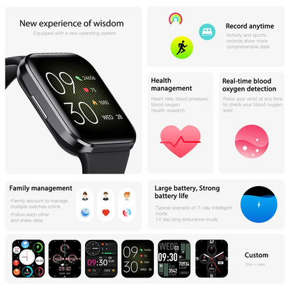 Luxury Waterproof Smart Watch Fitness Tracker Sport Black-1