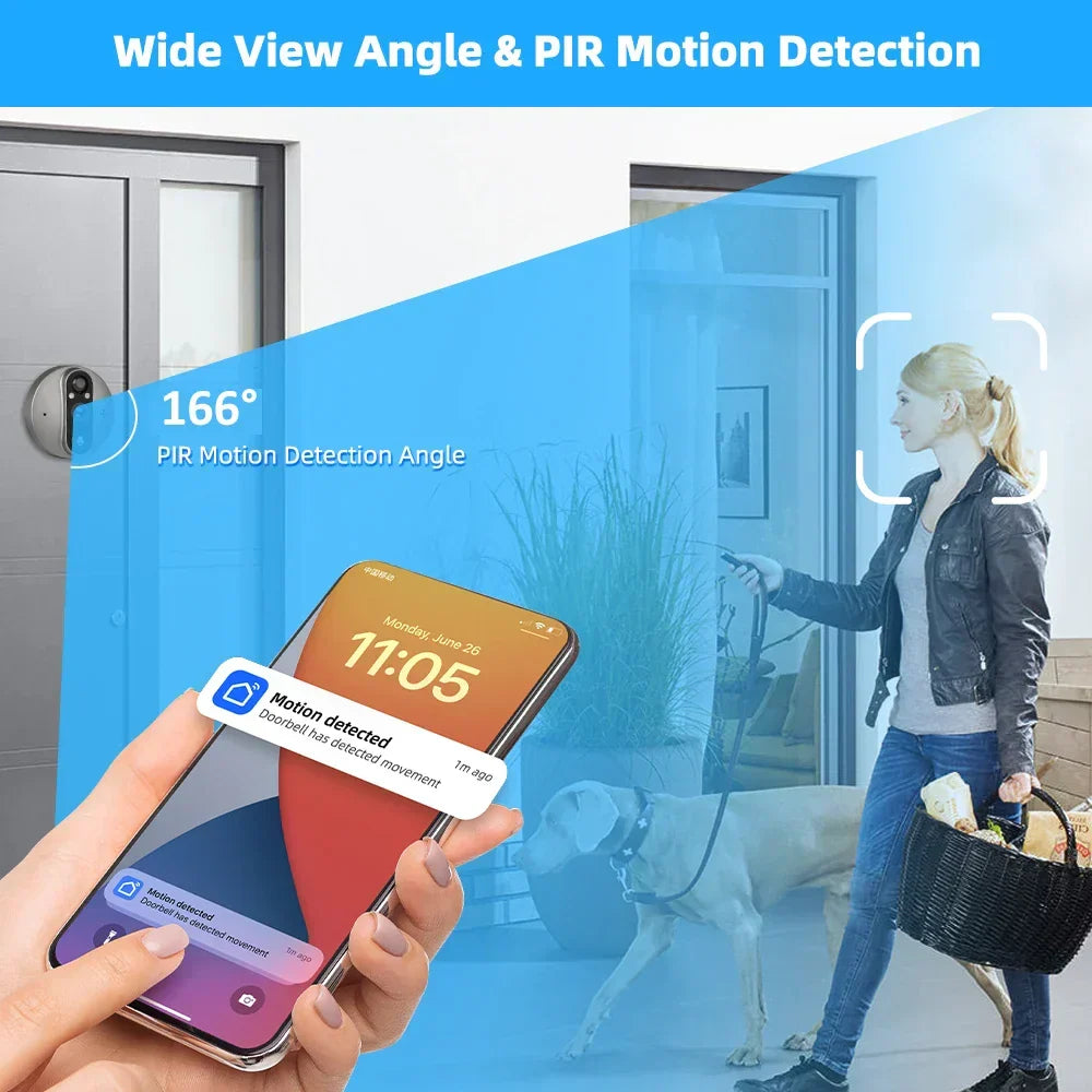 NNEOBA 3MP WiFi Smart Peephole Camera Doorbell with Two-Way Intercom-4