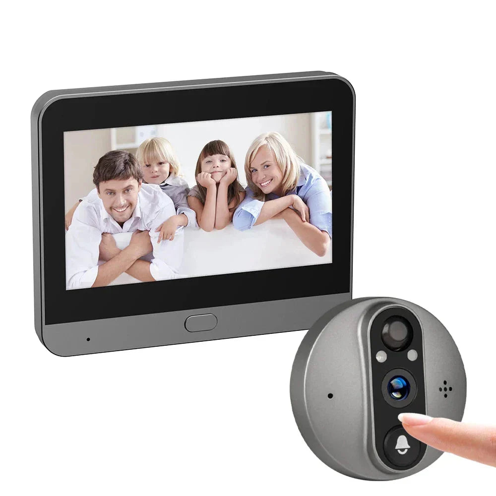 NNEOBA 3MP WiFi Smart Peephole Camera Doorbell with Two-Way Intercom-0