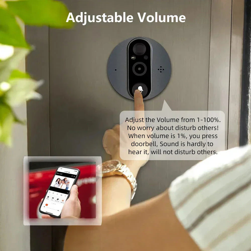 NNEOBA 3MP WiFi Smart Peephole Camera Doorbell with Two-Way Intercom-2