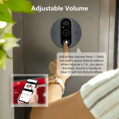 NNEOBA 3MP WiFi Smart Peephole Camera Doorbell with Two-Way Intercom-2