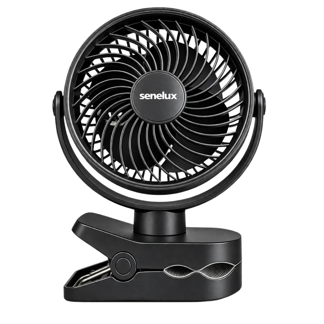Senelux 5 Inch Wireless Clip-On Fan Rechargeable Portable Cooling