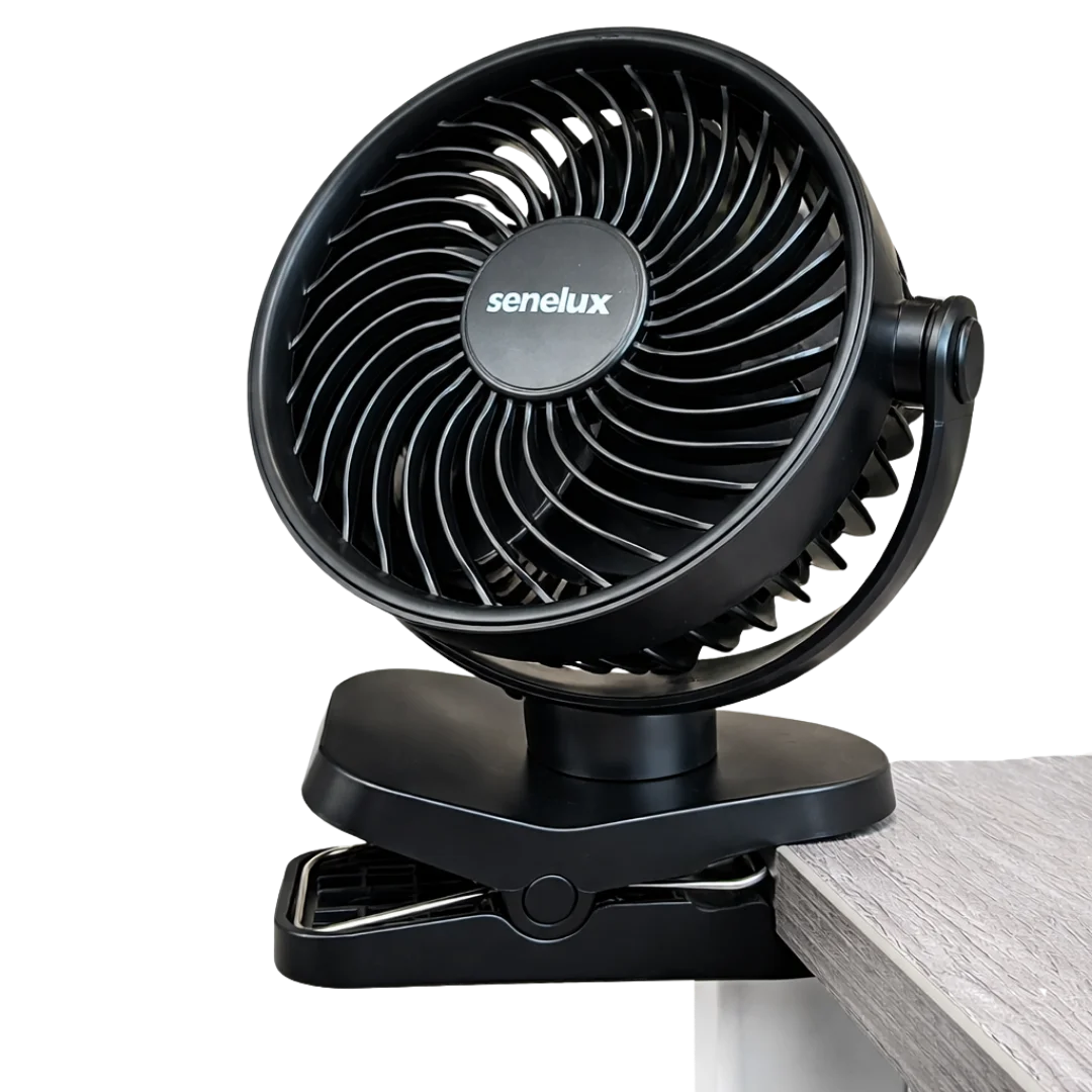 Senelux 5 Inch Wireless Clip-On Fan Rechargeable Portable Cooling