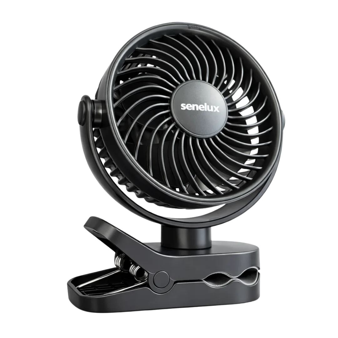 Senelux 5 Inch Wireless Clip-On Fan Rechargeable Portable Cooling
