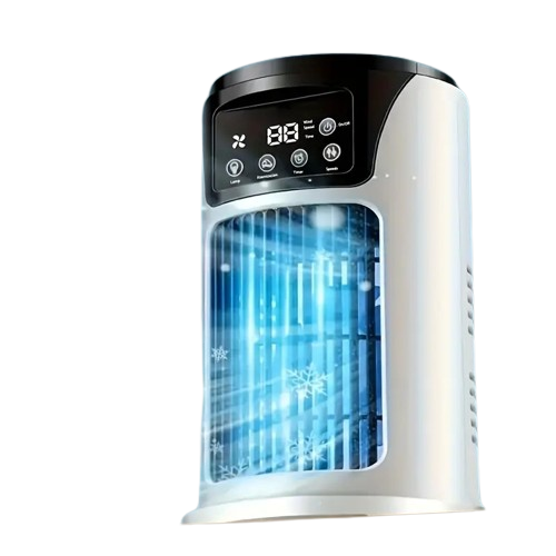 Stay Fresh With Our Portable Smart Fan Featuring 7 Ambient Led Lights-0