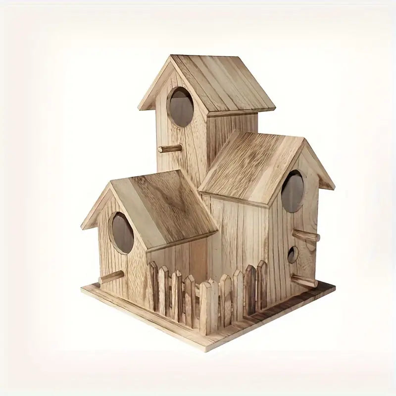 Lovely Villa Style Wooden Birdhouse Rustic Crude Wood Bird Nest