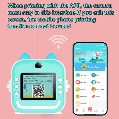 1080P HD Children's Digital Camera with Instant Photo Printing and 32GB Storage