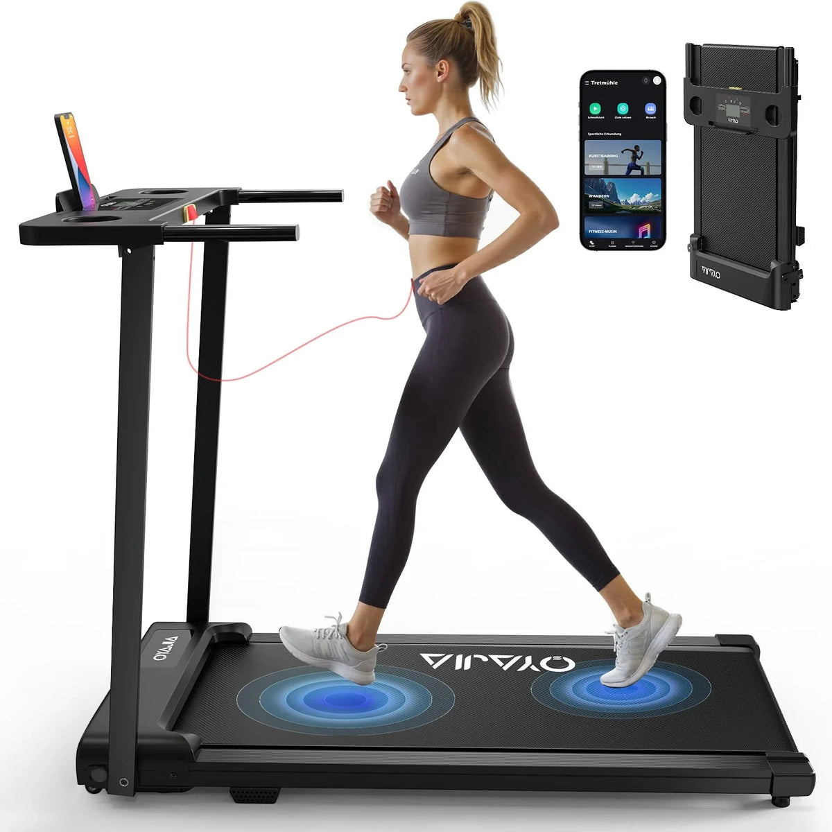 3in1 Folding Under Desk Treadmill 2.5HP Smart Walking Pad with LED-0