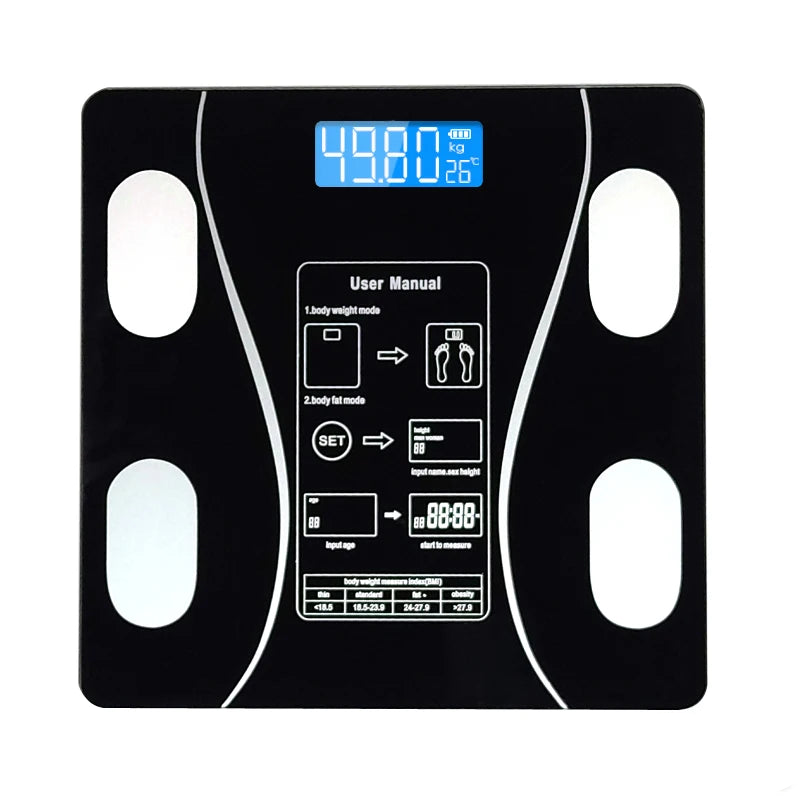 Smart Body Fat Scale Bluetooth Black with App Sync and LCD Display-0