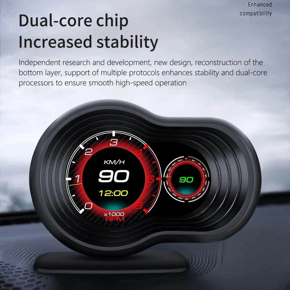 OBD2 Car HUD F9 Digital Head-Up Display with Smart Alarm for Gasoline Cars
