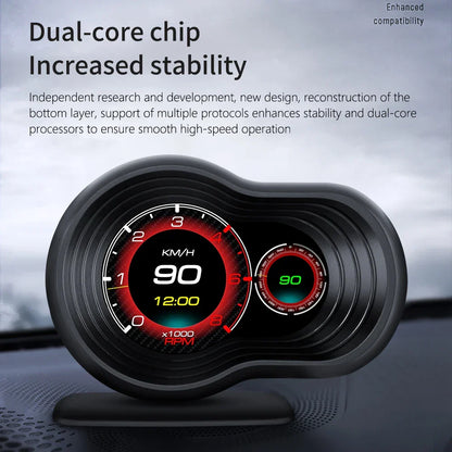 OBD2 Car HUD F9 Digital Head-Up Display with Smart Alarm for Gasoline Cars