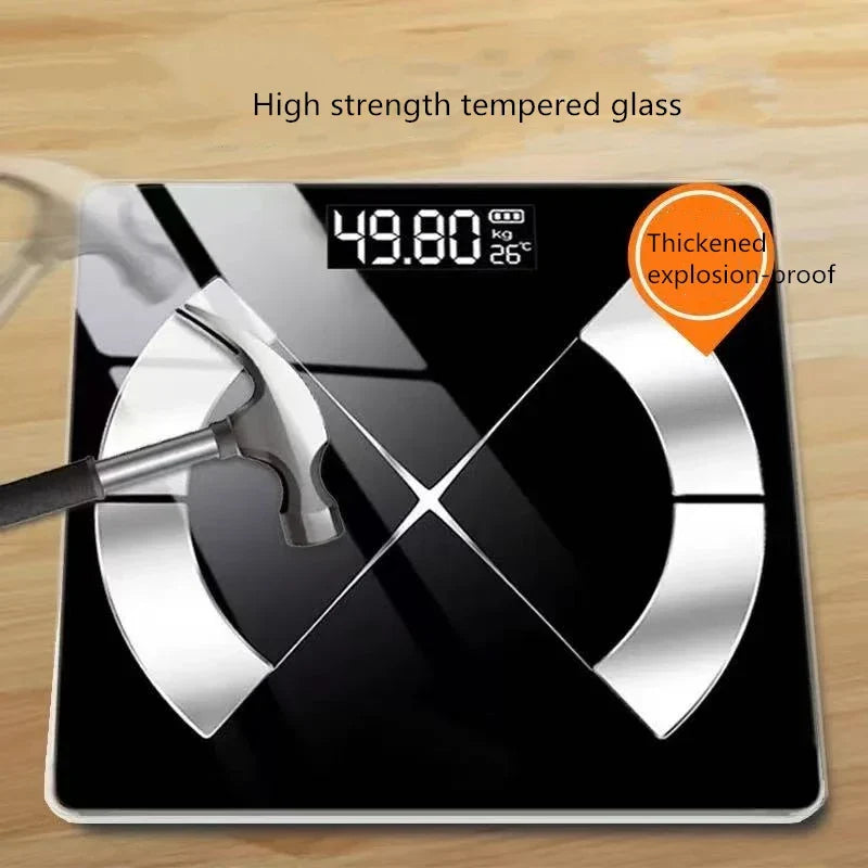 Bluetooth Smart Body Fat Scale Black USB Rechargeable 200kg Capacity-2