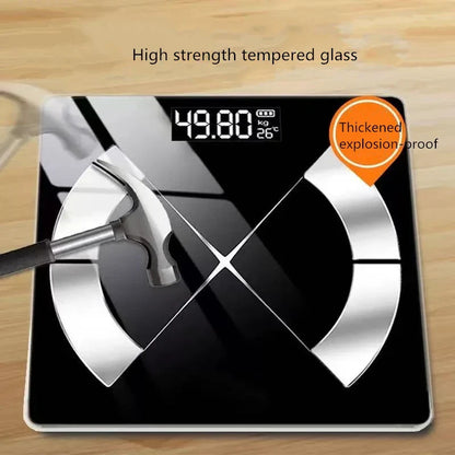 Bluetooth Smart Body Fat Scale Black USB Rechargeable 200kg Capacity-2