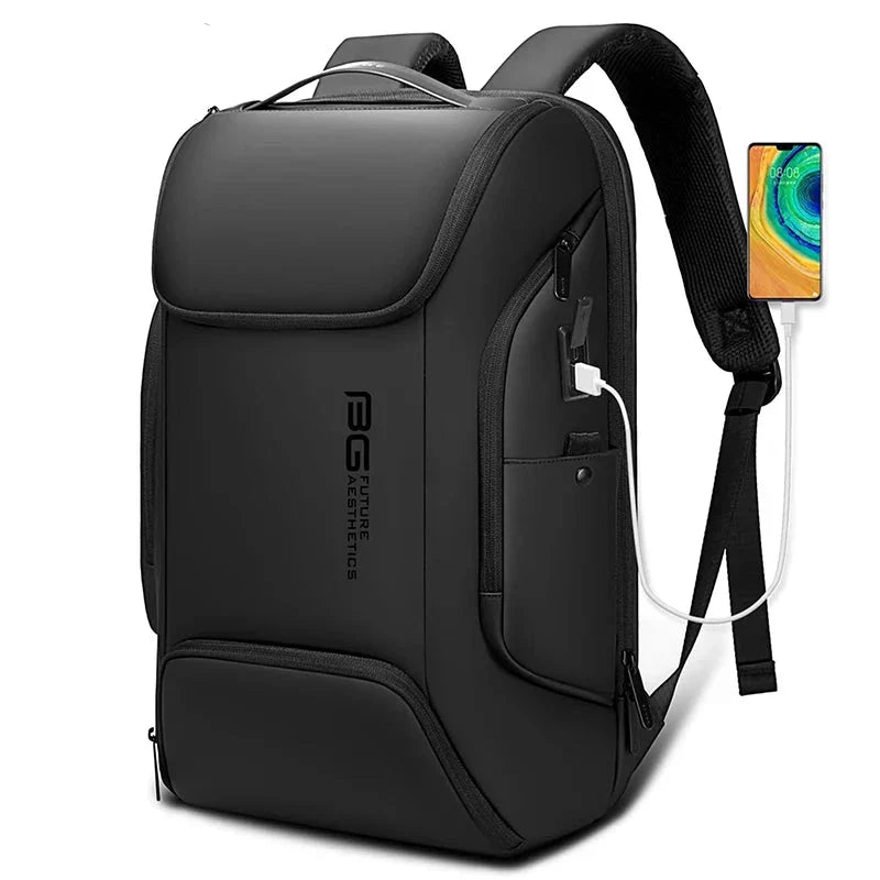 Business Smart Laptop Backpack Black Waterproof USB Charging Port-1