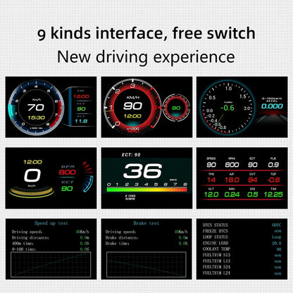 OBD2 Car HUD F9 Digital Head-Up Display with Smart Alarm for Gasoline Cars