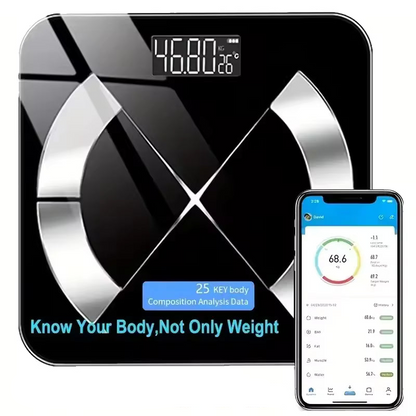 Bluetooth Smart Body Fat Scale Black USB Rechargeable 200kg Capacity-0