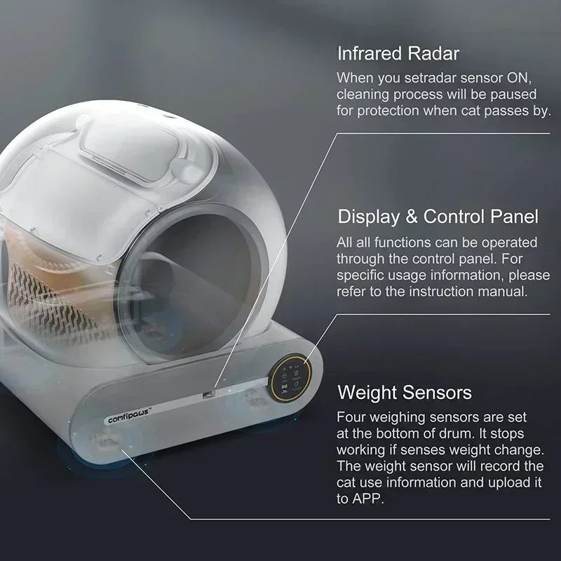 Tonepie 65L Automatic Smart Litter Box for Cats with App Control-3
