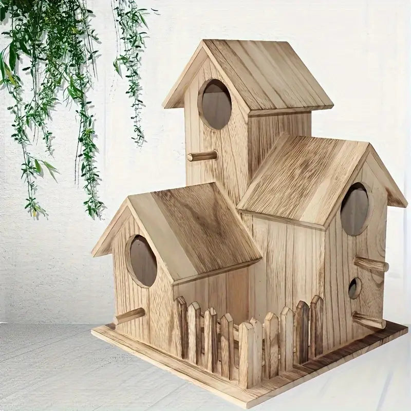 Lovely Villa Style Wooden Birdhouse Rustic Crude Wood Bird Nest