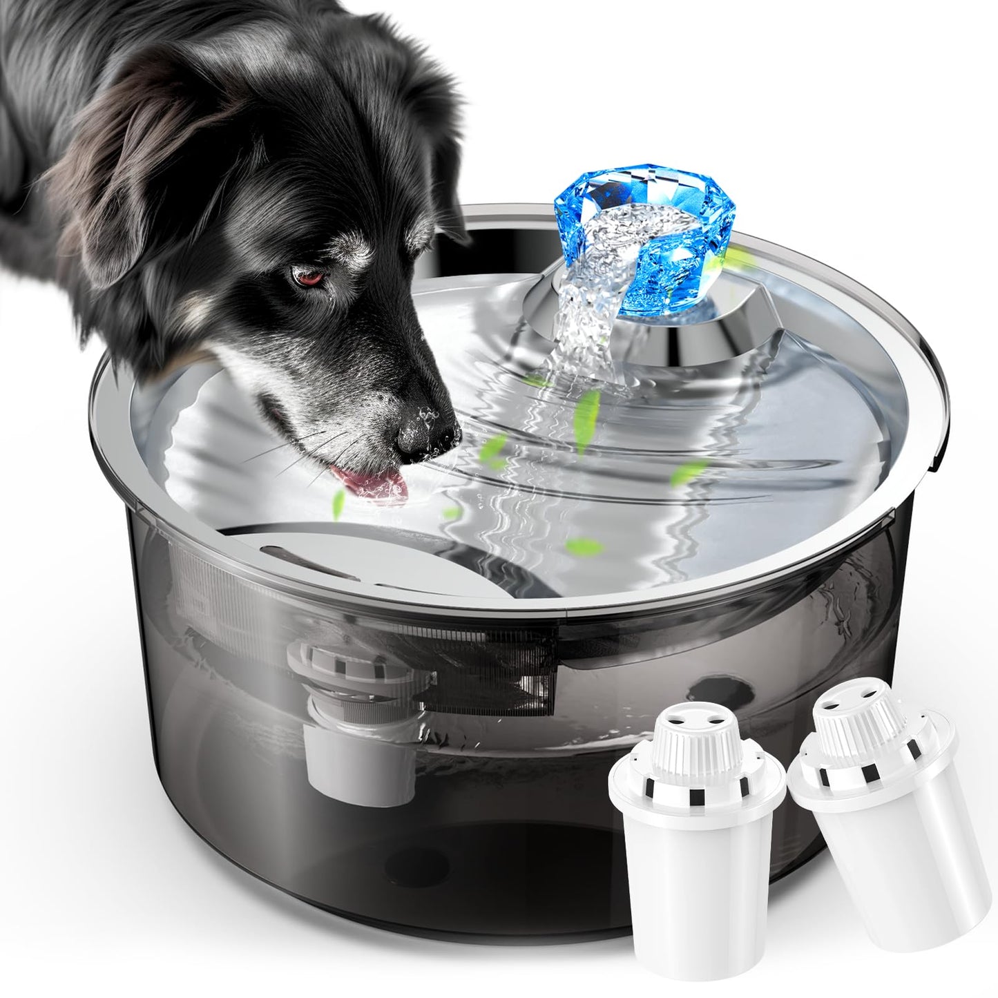 2.6Gal Dog Water Fountain for Multiple Pets Stainless Steel BPA-Free