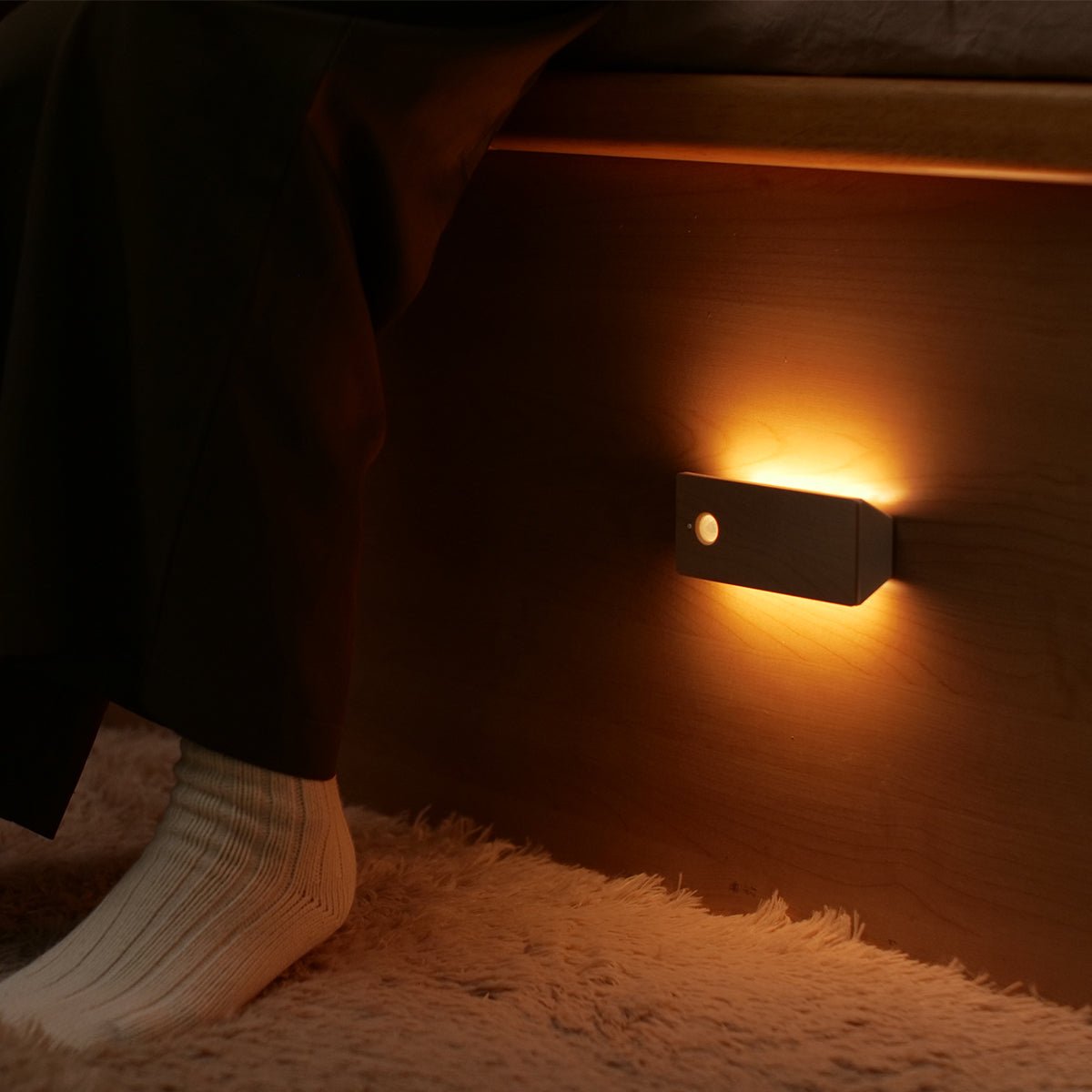 Rechargeable Wooden Motion Sensor Wall Night Light USB Charging-0