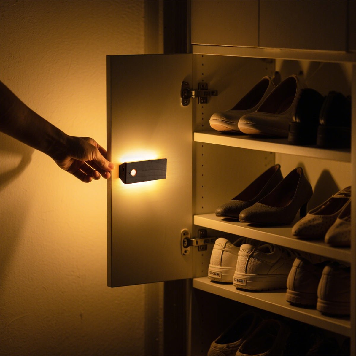 Rechargeable Wooden Motion Sensor Wall Night Light USB Charging-3