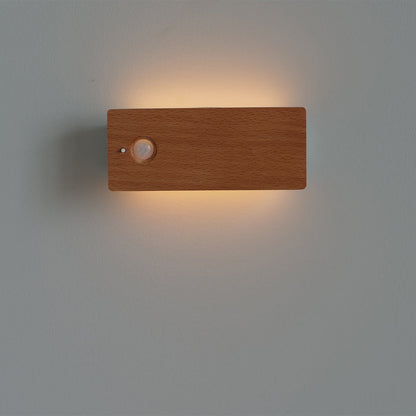Rechargeable Wooden Motion Sensor Wall Night Light USB Charging-5