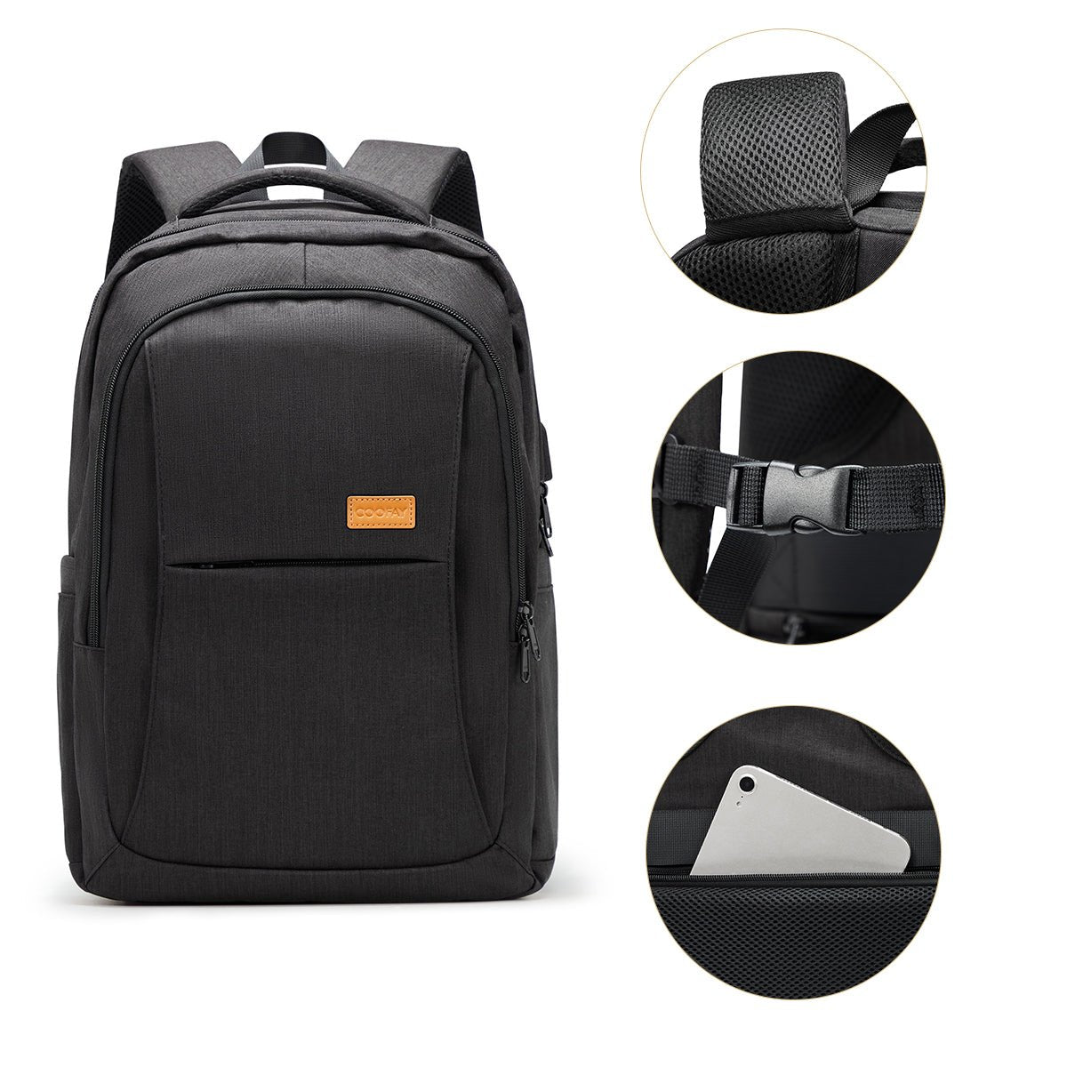 Smart Business Multifunctional Backpack with USB Charging Port for Men-4