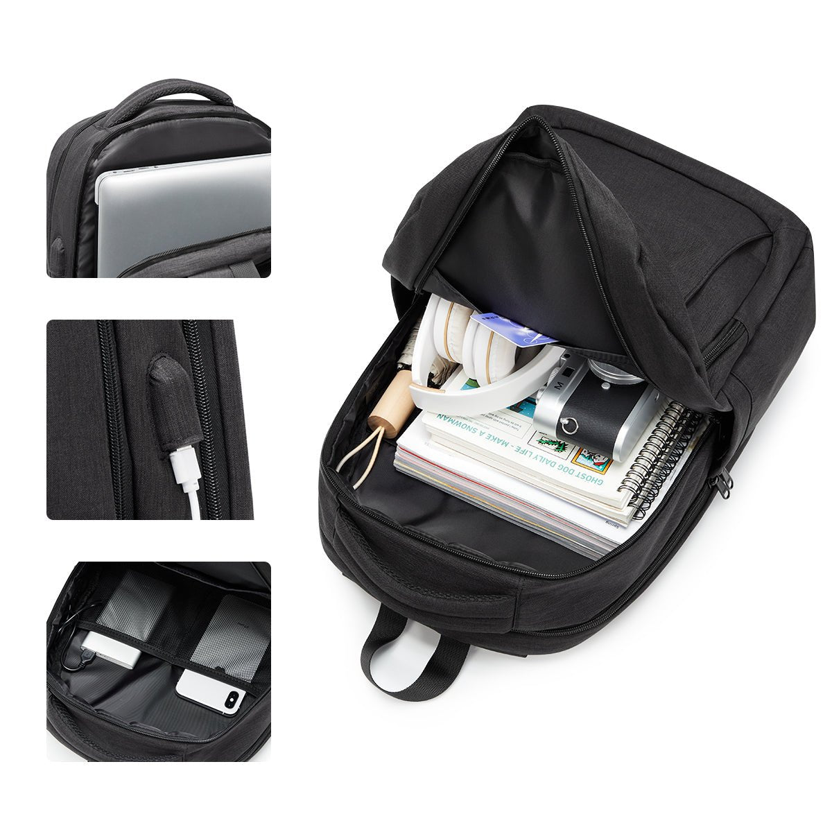 Smart Business Multifunctional Backpack with USB Charging Port for Men-3